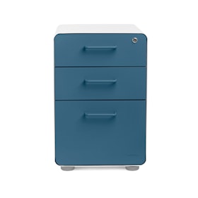 White + Slate Blue Stow 3-Drawer File Cabinet