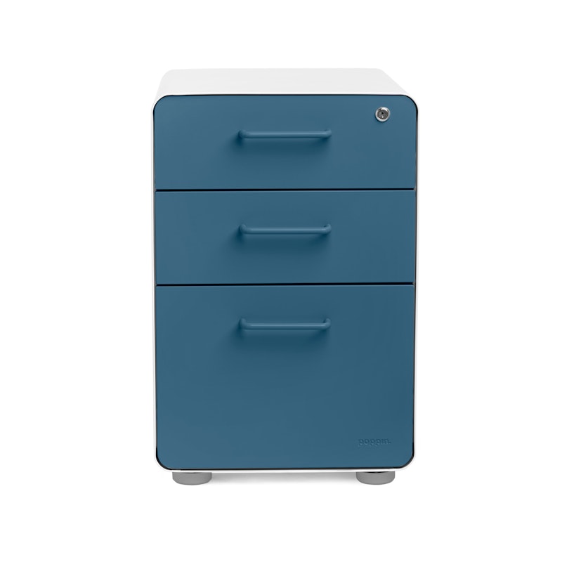 White + Slate Blue Stow 3-Drawer File Cabinet,Slate Blue,hi-res image number 1.0