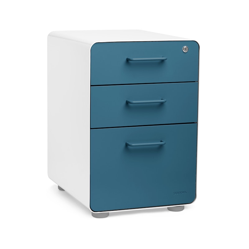 White + Slate Blue Stow 3-Drawer File Cabinet,Slate Blue,hi-res image number 0.0