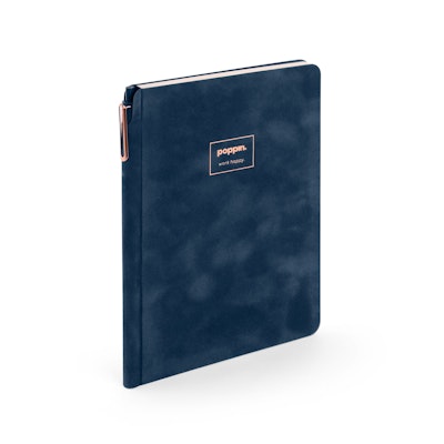Storm Blue Velvet Sidekick Notebook + Pen
