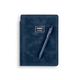 Storm Blue Velvet Sidekick Notebook + Pen