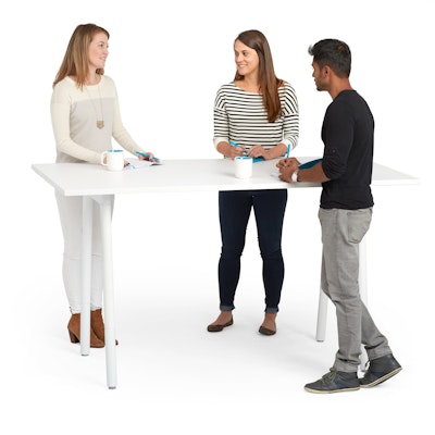 Series A Standing Table, White, 72x30", White Legs
