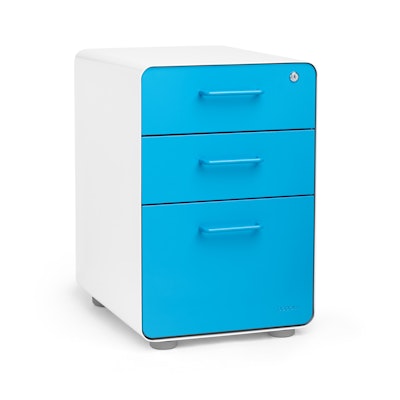 White + Pool Blue Stow 3-Drawer File Cabinet