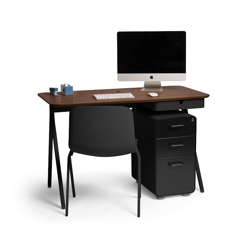 Black + Walnut Key Desk, 48",Walnut,hi-res image number 1.0