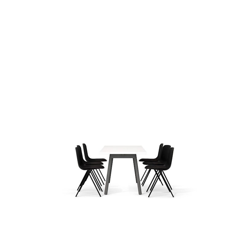 White Series A Table 72x30", Charcoal Legs + Black Key Side Chairs Set,Black,hi-res image number 1