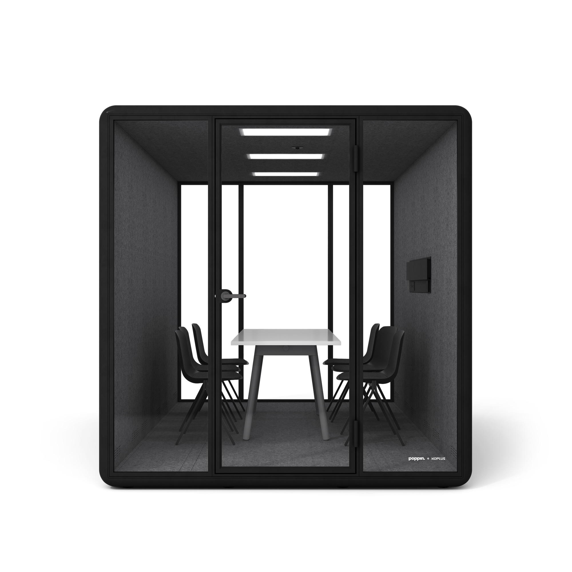 White Series A Table 72x30", Charcoal Legs + Black Key Side Chairs Set,Black,hi-res