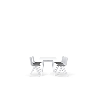 White Series A Table 72x30", White Legs + White Key Side Chairs Set