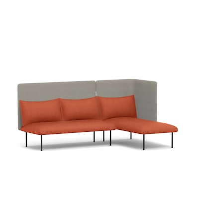 Brick + Gray QT Adaptable Lounge Sofa + Right Chaise