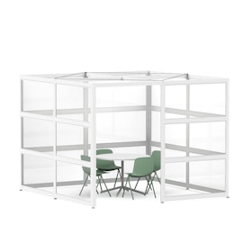 Confer Space, Open, White Beams with Clear Glass,White,hi-res