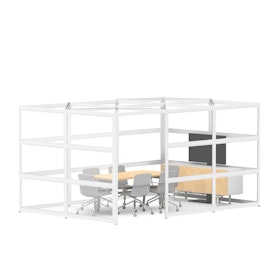 Connect Space, Open, White Beams with Clear Glass,White,hi-res