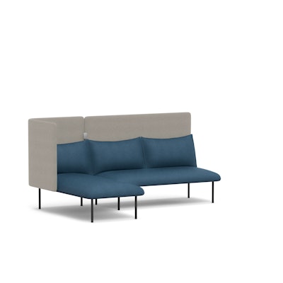 Dark Blue + Gray QT Adaptable Lounge Sofa + Left Chaise