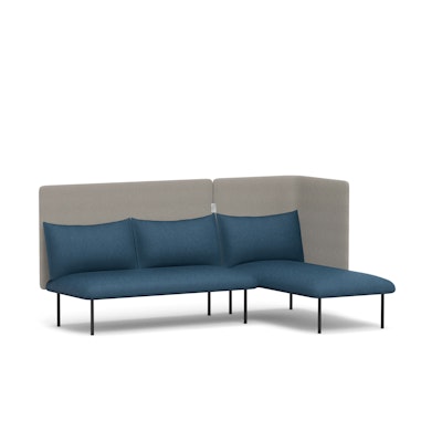Dark Blue + Gray QT Adaptable Lounge Sofa + Right Chaise