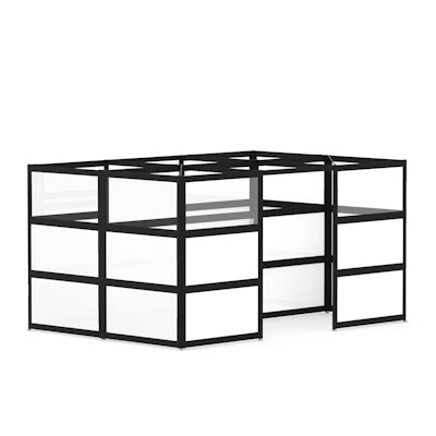 Hive Space for 4, Private, Black Beams with Clear Glass + White Glass,Black,hi-res