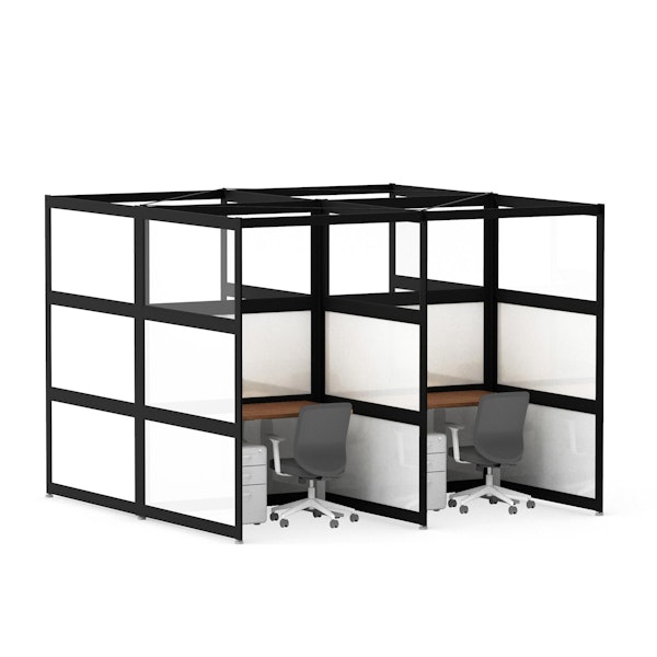 Hone Space for 4, Private, Black Beams with Clear Glass + White Glass,Black,hi-res
