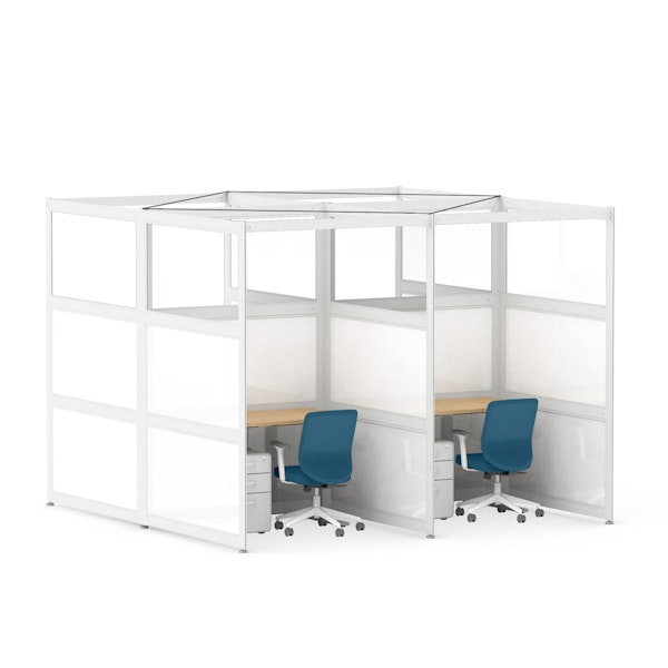 Hone Space for 4, Private, White Beams with Clear Glass + White Glass,White,hi-res