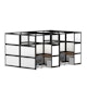Hustle Space for 4, Private, Black Beams with Clear Glass + White Glass,Black,hi-res
