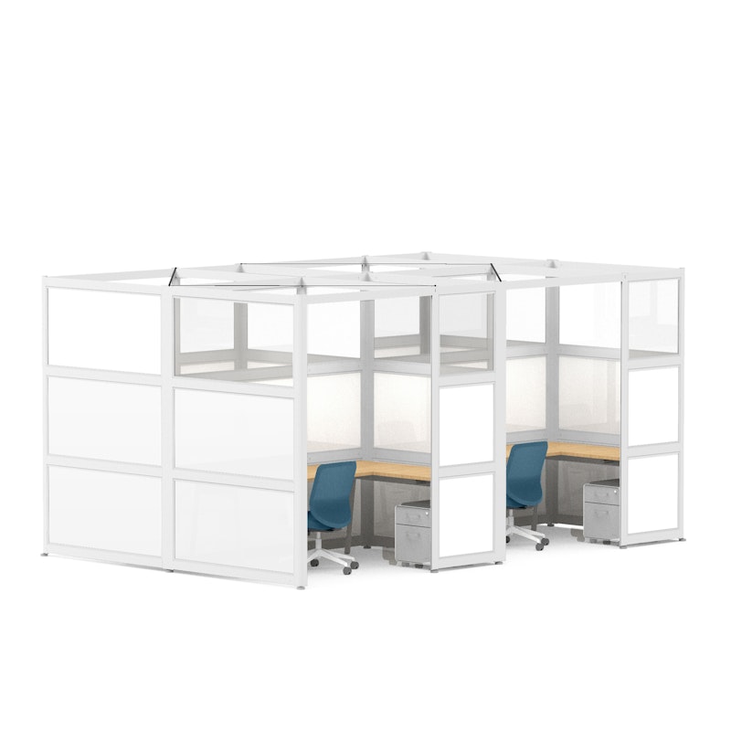 Hustle Space for 4, Private, White Beams with Clear Glass + White Glass,White,hi-res image number 1