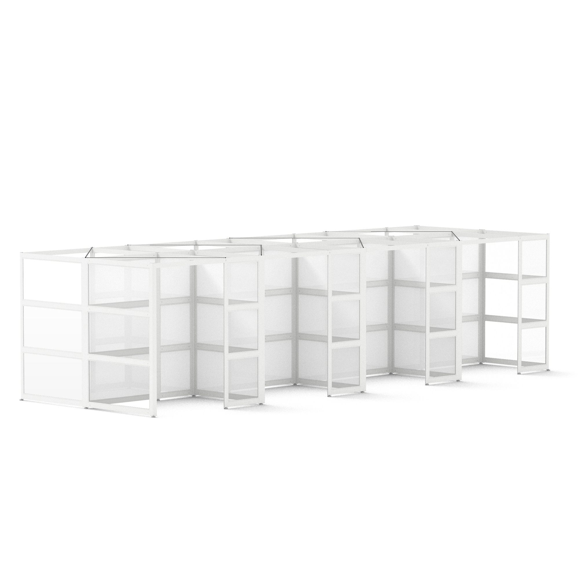 Hustle Space for 8, Semi-Private, White Beams with Clear Glass + White Glass,White,hi-res