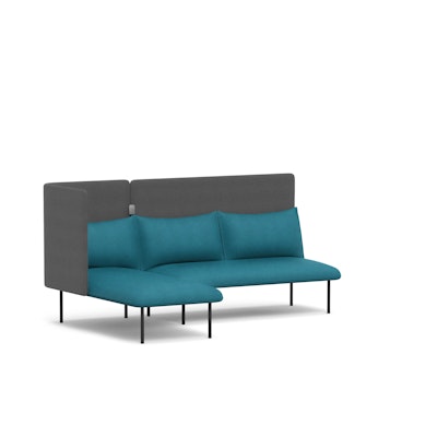 Teal + Dark Gray QT Adaptable Lounge Sofa + Left Chaise