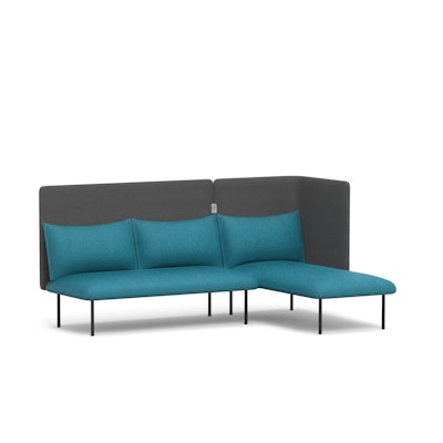 Teal + Dark Gray QT Adaptable Lounge Sofa + Right Chaise