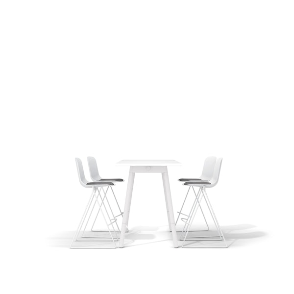 White Series A Standing Table 57x27", White Legs + White Key Stools Set,White,hi-res