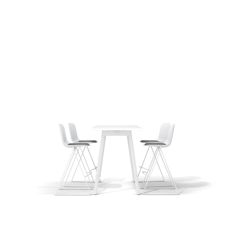 White Series A Standing Table 57x27", White Legs + White Key Stools Set,White,hi-res image number 1