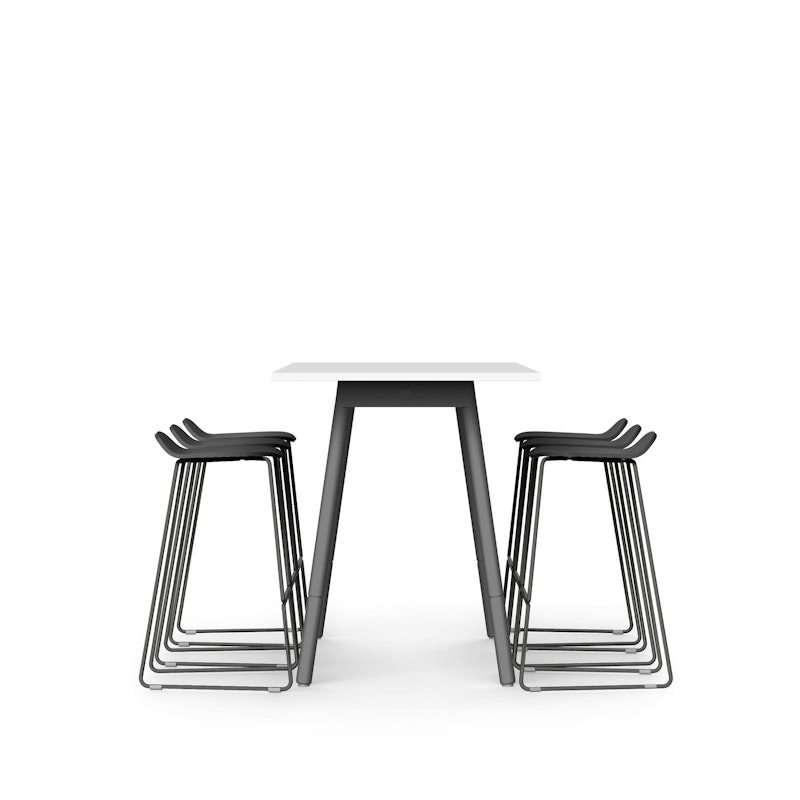 White Series A Standing Table 72x30", Charcoal Legs + Charcoal Upbeat Stools Set,Charcoal,hi-res image number 0.0
