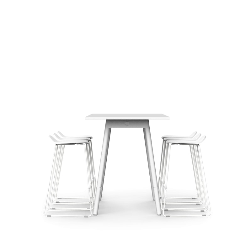 White Series A Standing Table 72x30", White Legs + White Upbeat Stools Set,White,hi-res image number 0.0