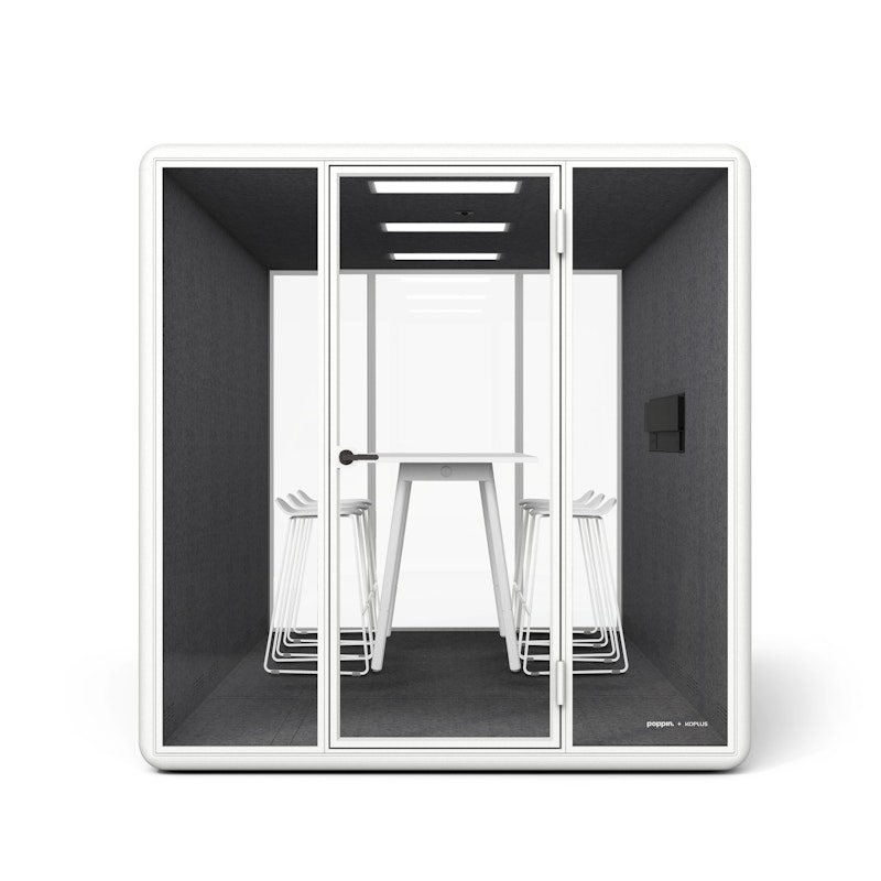 White Series A Standing Table 72x30", White Legs + White Upbeat Stools Set,White,hi-res image number 1.0