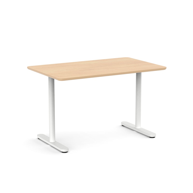 Raise Fixed Height Single Desk, Natural Oak, 48", White Legs,Natural Oak,hi-res image number 2