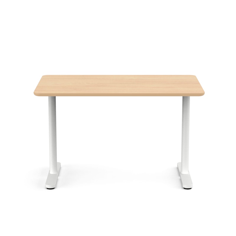 Raise Fixed Height Single Desk, Natural Oak, 48", White Legs,Natural Oak,hi-res image number 2.0