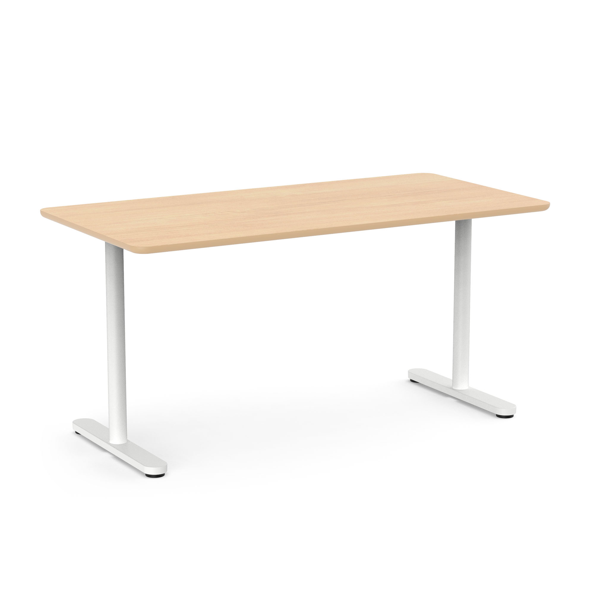 Raise Fixed Height Single Desk, Natural Oak, 60", White Legs,Natural Oak,hi-res