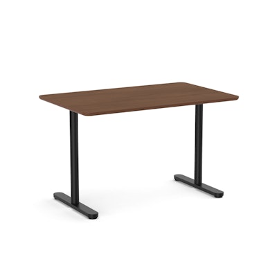 Raise Fixed Height Single Desk, Walnut, 48", Black Legs,Walnut,hi-res