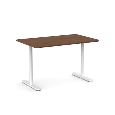 Raise Fixed Height Single Desk, Walnut, 48", White Legs,Walnut,hi-res