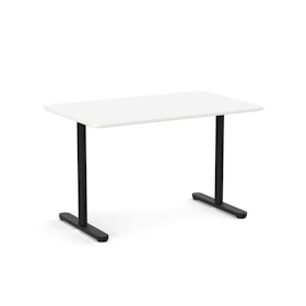 Raise Fixed Height Single Desk, White, 48", Black Legs,White,hi-res