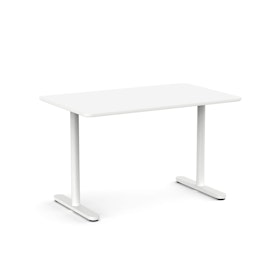 Raise Fixed Height Single Desk, White, 48", White Legs,White,hi-res