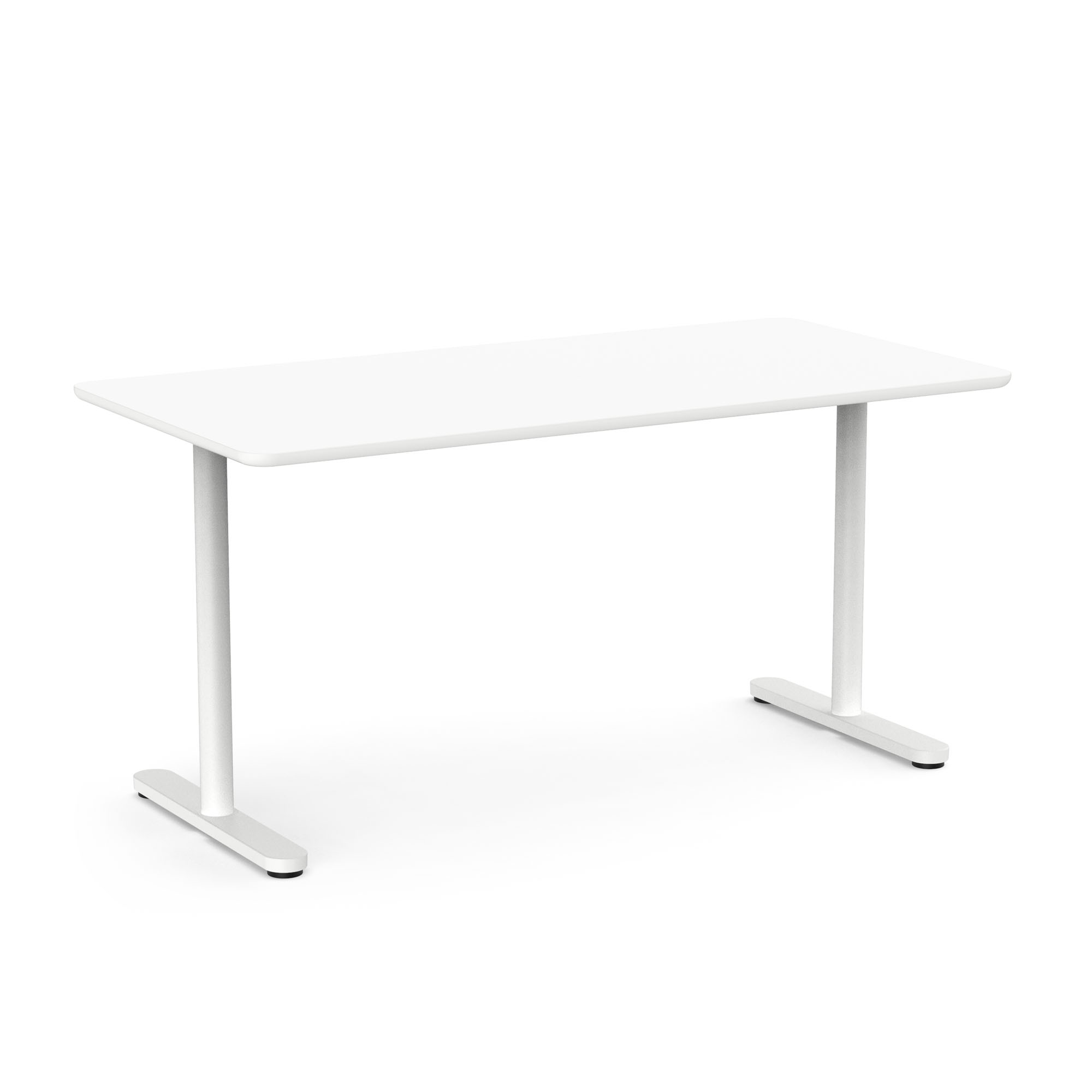 Raise Fixed Height Single Desk, White, 60", White Legs,White,hi-res