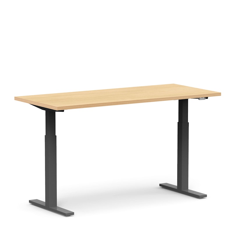 Series L 2S Adjustable Height Single Desk, Natural Oak, 60", Charcoal Legs,Natural Oak,hi-res image number 4