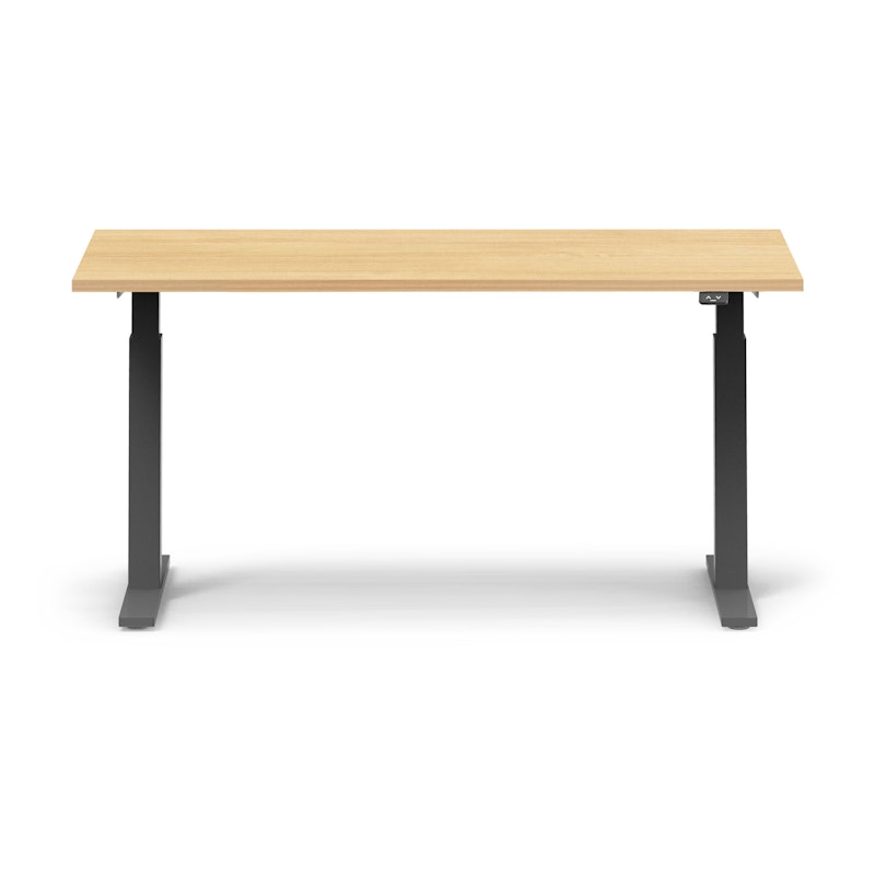 Series L 2S Adjustable Height Single Desk, Natural Oak, 60", Charcoal Legs,Natural Oak,hi-res image number 4.0