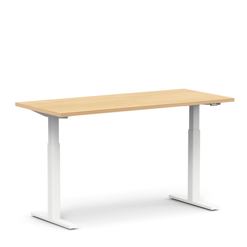 Series L 2S Adjustable Height Single Desk, Natural Oak, 60", White Legs,Natural Oak,hi-res image number 4