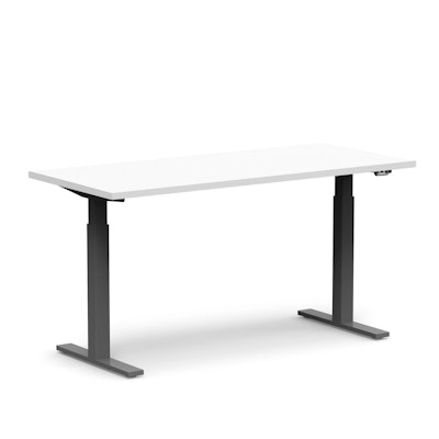Series L 2S Adjustable Height Single Desk, White, 60", Charcoal Legs,White,hi-res