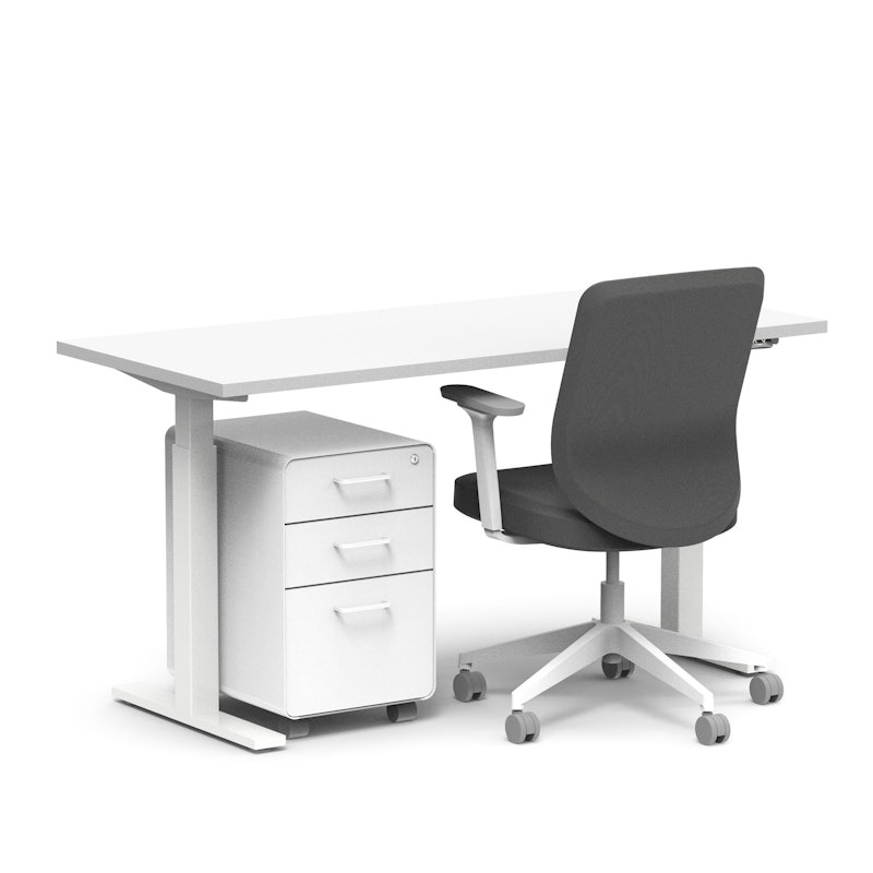 Series L 2S Adjustable Height Single Desk, White, 60", White Legs,White,hi-res image number 1