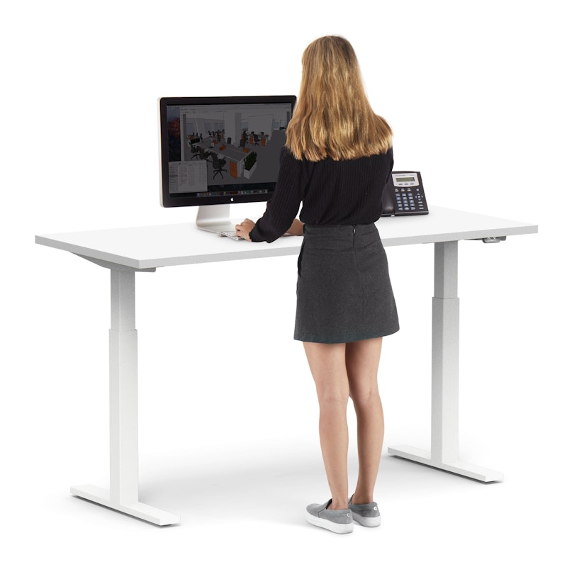 Series L 2S Adjustable Height Single Desk, White, 60", White Legs,White,hi-res image number 2.0