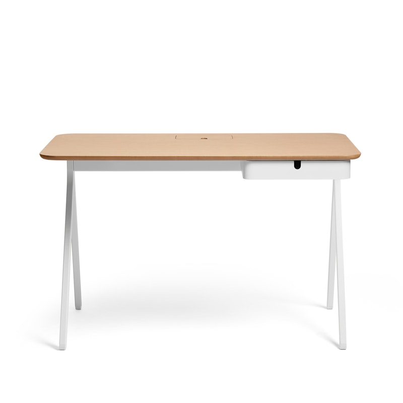 White + Natural Oak Key Desk, 48",Natural Oak,hi-res image number 2.0