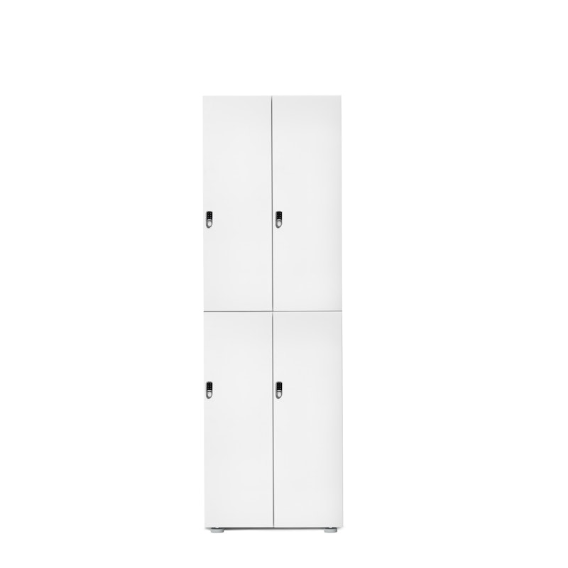 White Stash Digital 4-Door Coat Locker,White,hi-res image number 1.0