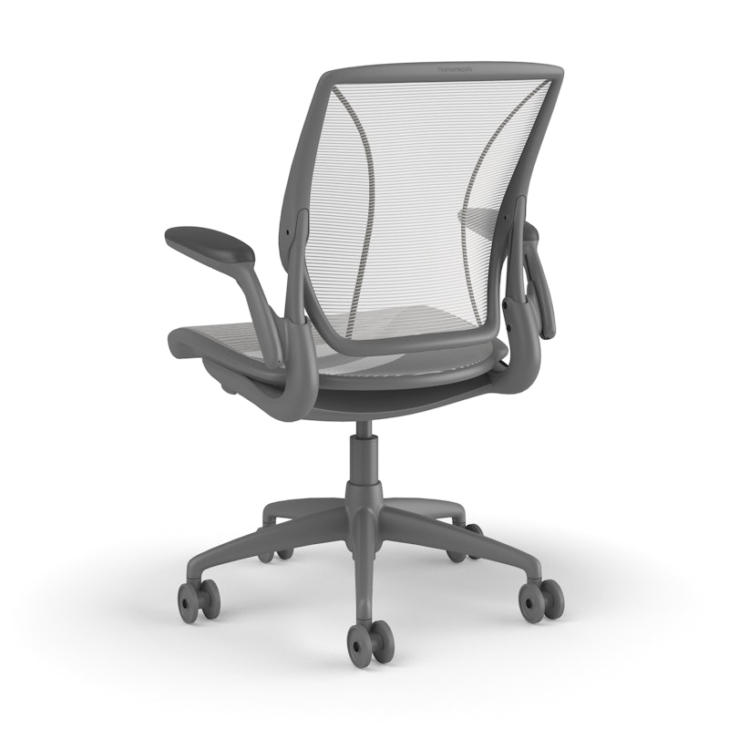 Pinstripe Mesh White World Task Chair, Adjustable Arms, Gray Frame,White,hi-res image number 2.0