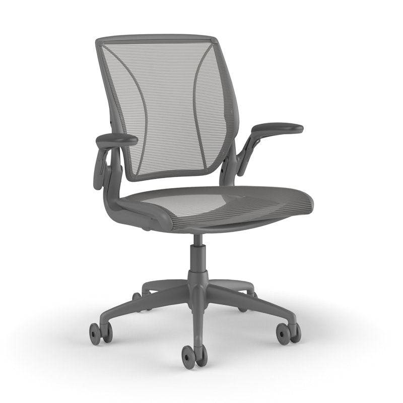Pinstripe Mesh Silver World Task Chair, Adjustable Arms, Gray Frame,Silver,hi-res image number 1