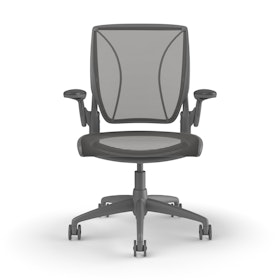 Pinstripe Mesh Gray World Task Chair, Adjustable Arms, Gray Frame