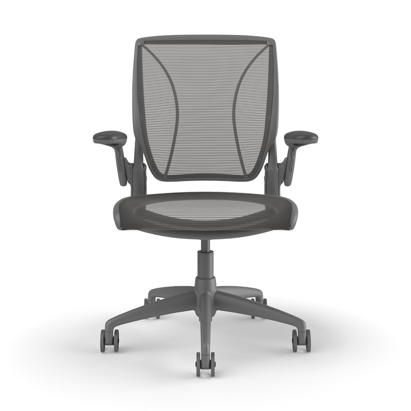 Pinstripe Mesh Gray World Task Chair, Adjustable Arms, Gray Frame,Gray,hi-res image number 2