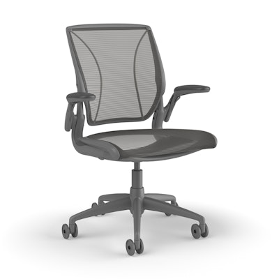 Pinstripe Mesh Gray World Task Chair, Adjustable Arms, Gray Frame